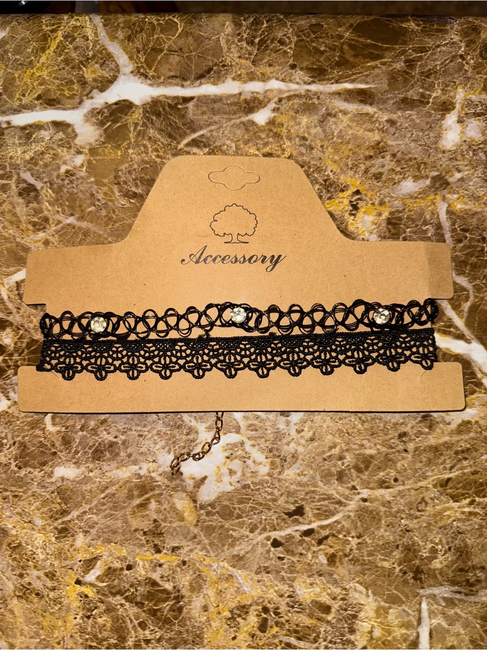 Set of 2 Black Choker Necklace